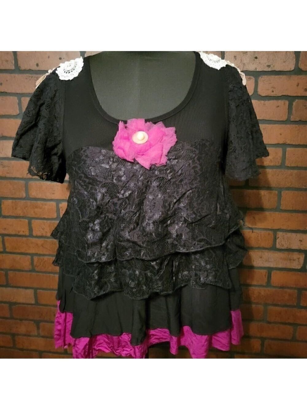 Purchased from Etsy from Broken Ghost shop - Mixed material top Size MED